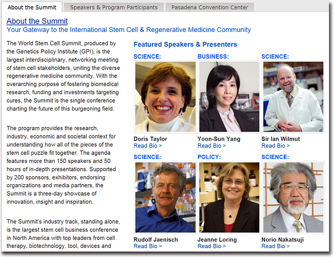 World Stem Cell Summit ウェブサイト
